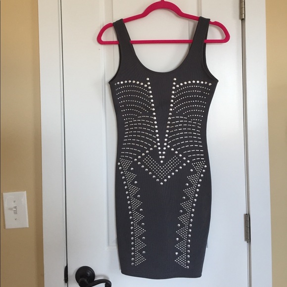 Arden B Dresses & Skirts - ARDEN B. GRAY BODYCON STUDDED BODYCON DRESS